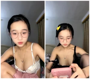 Petite Japanese Stockings Fucks White Lace Bra in Bedroom – Solo Masturbation Closeup