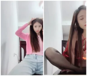 Slender Asian Woman with Long Dark Hair Rides Pink Vibrator in Bright Bedroom Close-Up