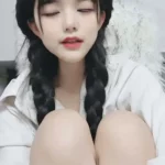 Petite Asian Girl Braids Rides Dildo in Cozy Bedroom 7 petite asian girl braids