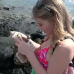 asian red dress beach