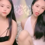 Petite Japanese Girl with Long Black Hair Fucks White Lingerie Bedroom Solo