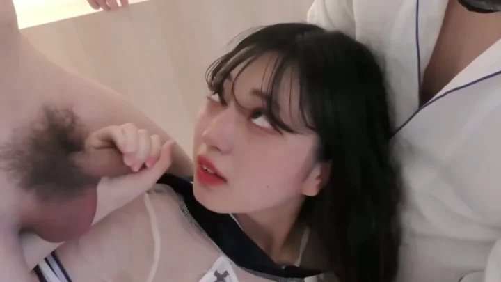Screenshot 3 from Uniformed Asian Schoolgirl Takes Three White Guys — Raw Gangbang Creampie Scene