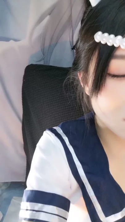 Screenshot 2 from Uniformed Asian Schoolgirl Solo — Blindfolded Dildo Play with Shaved Pussy