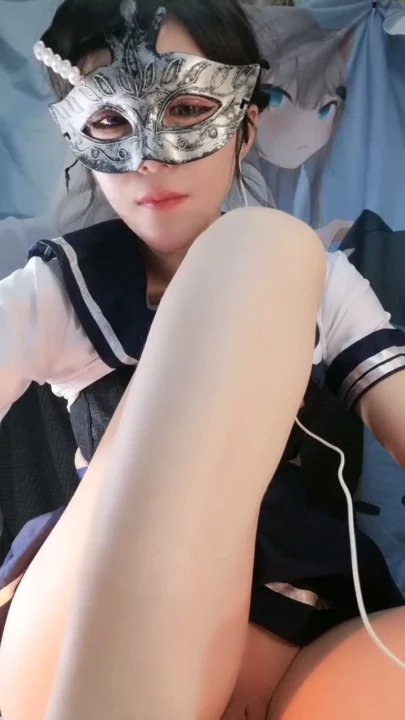 Screenshot 13 from Uniformed Asian Schoolgirl Solo — Blindfolded Dildo Play with Shaved Pussy