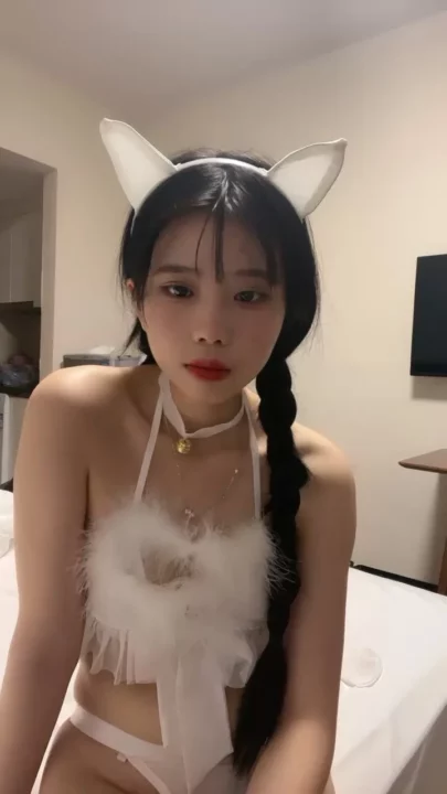 Screenshot 2 from Lingerie-Clad Asian Amateur Teases with Dildo — Twin Braids POV Masturbation