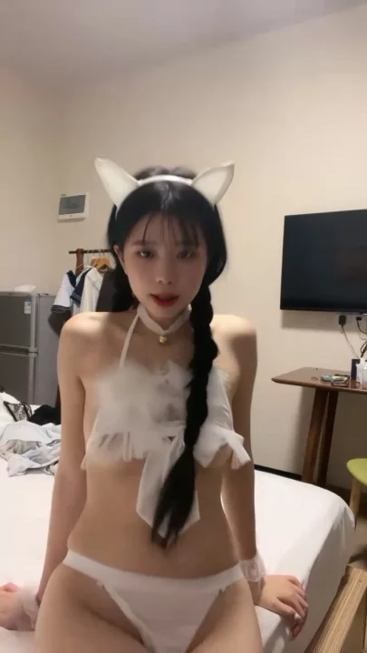 Screenshot 1 from Lingerie-Clad Asian Amateur Teases with Dildo — Twin Braids POV Masturbation