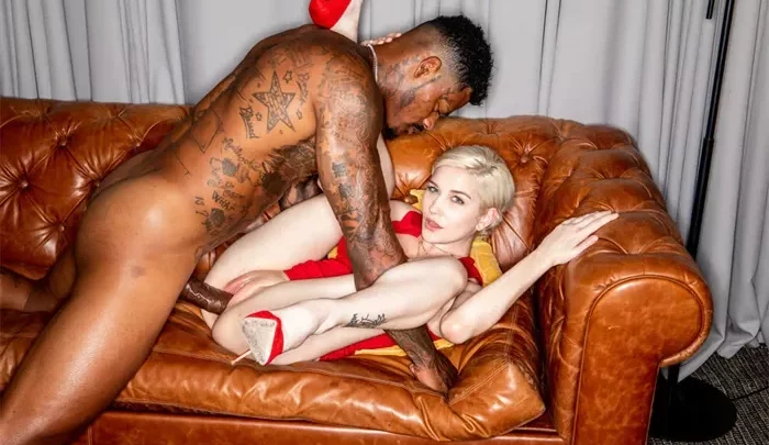 Screenshot 18 from European Tattooed Babe in Red Lingerie Receives Creampie and More — White Guy POV — 120565