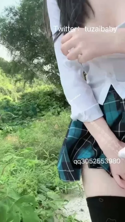 Screenshot 7 from Outdoor Schoolgirl Tease — Asian Amateur in Uniform & Thigh-High Stockings
