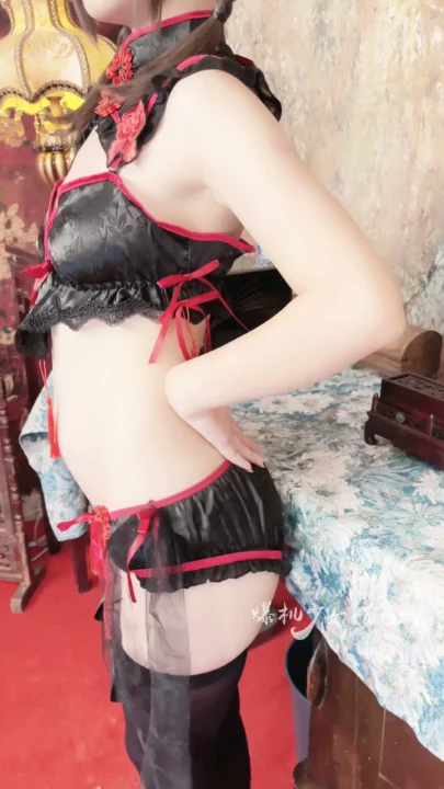 Screenshot 3 from Cici’s Sensual Solo Session — Red Ribbons & Black Stockings in Vintage Lingerie