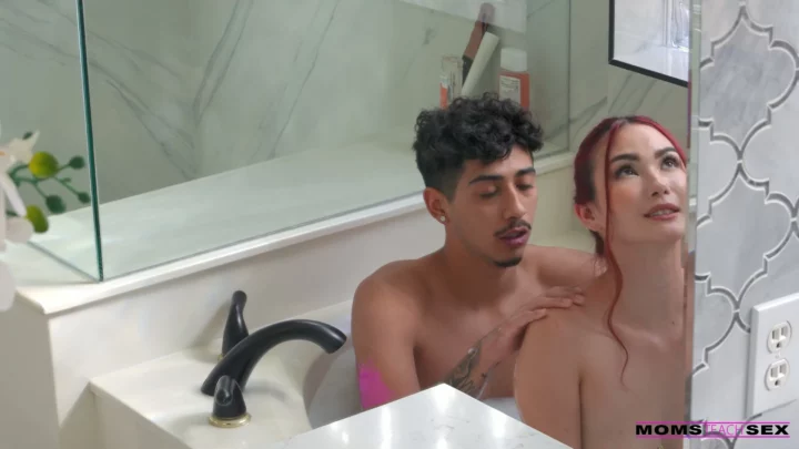 Screenshot 4 from Uncensored Japanese Stepmom Scene — Bathroom Creampie & Deepthroat Action [Nubiles PORN]