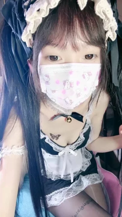 Screenshot 2 from Mimi’s Seductive Maid Fantasy — Black Stockings & Mask in Solo JAV Performance