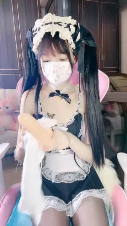 Screenshot 9 from Mimi’s Seductive Maid Fantasy — Black Stockings & Mask in Solo JAV Performance