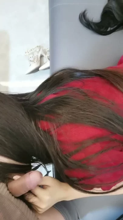 Screenshot 15 from Amateur POV Blowjob — Petite Asian Slut Sucks and Gets Fucked on Blue Couch