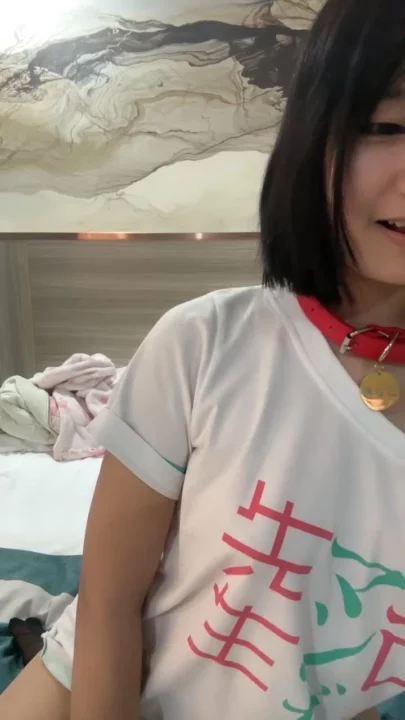 Screenshot 2 from Petite Asian Solo Play — Red Choker Girl with Pink Dildo