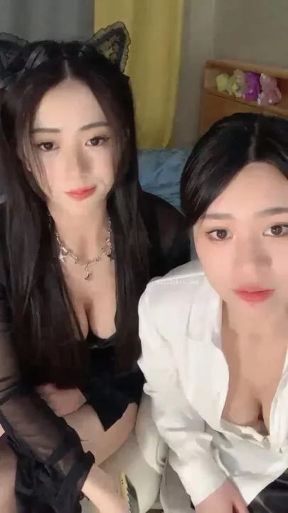 Screenshot 14 from Twin Cat-Ear Models in Lingerie — Asian Lesbian Livestream POV with Light Toy Tease