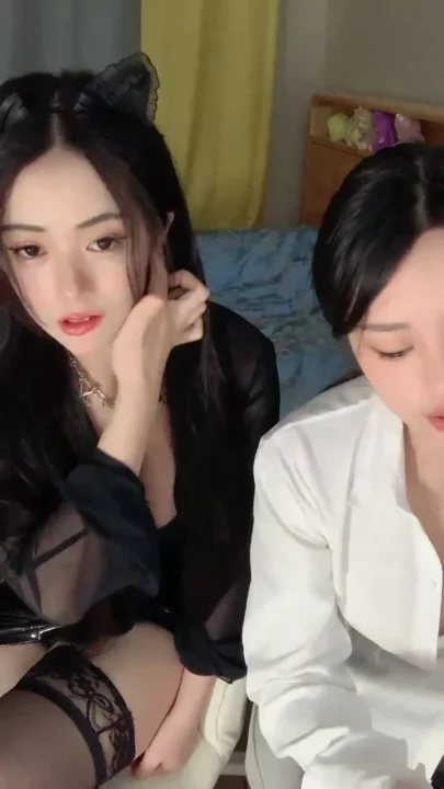 Screenshot 16 from Twin Cat-Ear Models in Lingerie — Asian Lesbian Livestream POV with Light Toy Tease