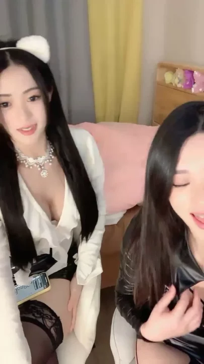 Screenshot 30 from Twin Cat-Ear Models in Lingerie — Asian Lesbian Livestream POV with Light Toy Tease