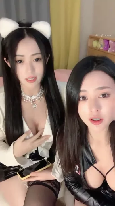 Screenshot 32 from Twin Cat-Ear Models in Lingerie — Asian Lesbian Livestream POV with Light Toy Tease
