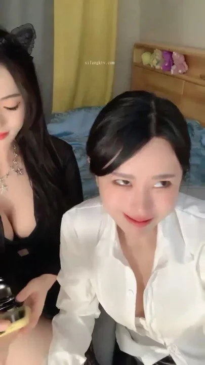 Screenshot 5 from Twin Cat-Ear Models in Lingerie — Asian Lesbian Livestream POV with Light Toy Tease