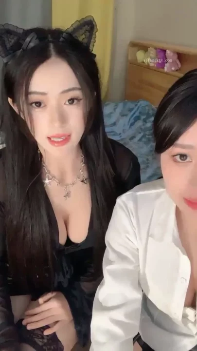 Screenshot 7 from Twin Cat-Ear Models in Lingerie — Asian Lesbian Livestream POV with Light Toy Tease
