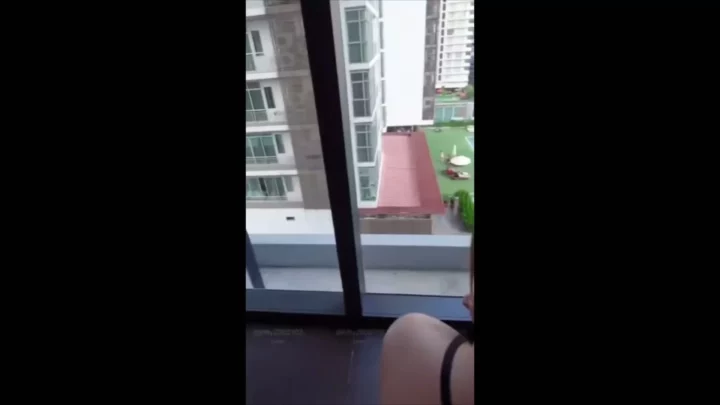 Screenshot 4 from Black Lingerie Exhibitionist — European Amateur Gets Creampie on Balcony