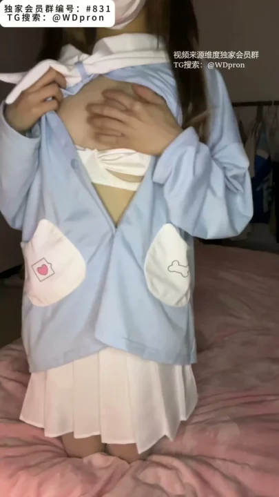Screenshot 1 from Masked Schoolgirl POV Creampie — Petite Asian in Blue Sailor Outfit