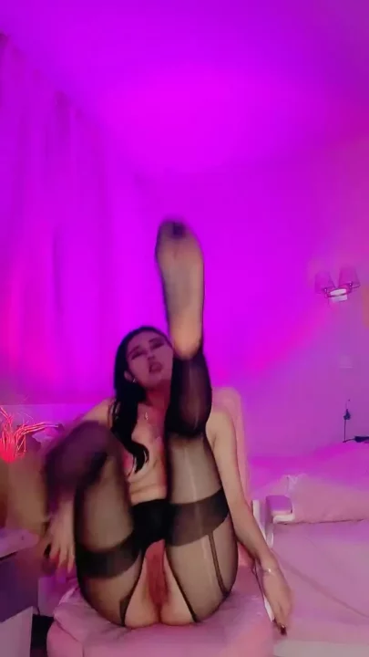 Screenshot 16 from Solo Asian Amateur Self-Pleasure — Sheer Black Lingerie & Stockings Tease
