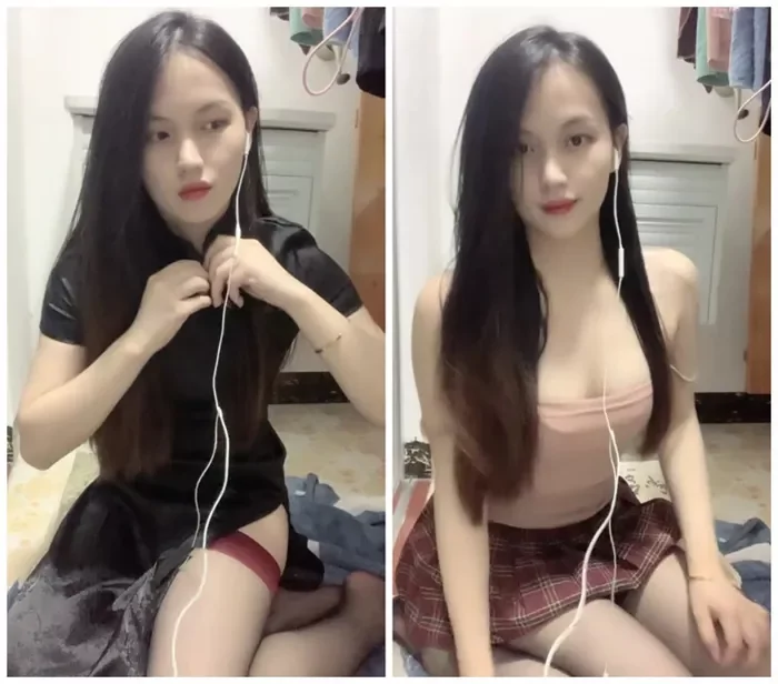 Self-Shot Solo Masturbation — Petite Asian in Red Lingerie with Dildo Play, Face Revealed