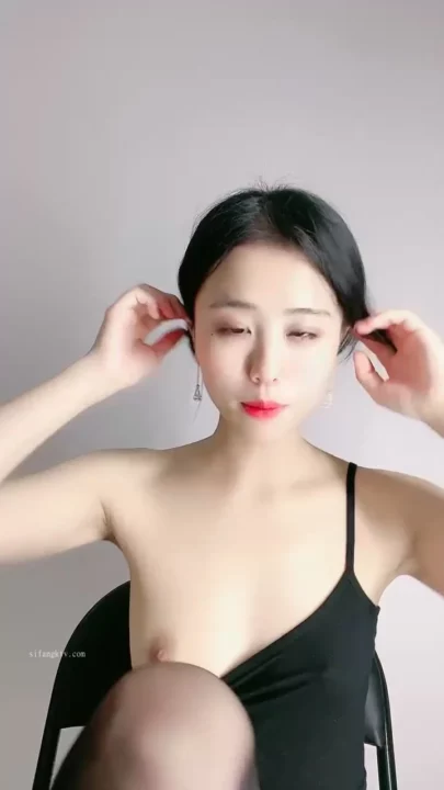 Screenshot 4 from Masked Asian Doll Plays Solo in Strapless Black Lingerie & Crimson Thong